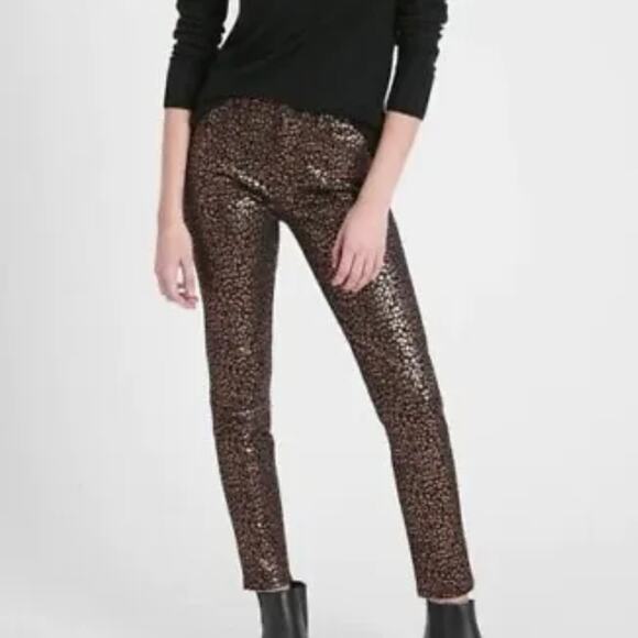 NWT Banana Republic Mid-Rise Skinny Stretch Leopard Ankle Pant / Jean - Picture 1 of 14